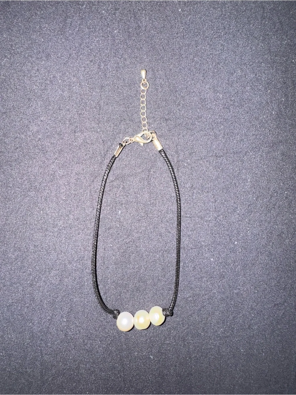 Delicate Black Cord Anklet with Pearls